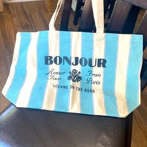 NEW! SEZANE LARGE BLUE STRIPED TOTE BAG